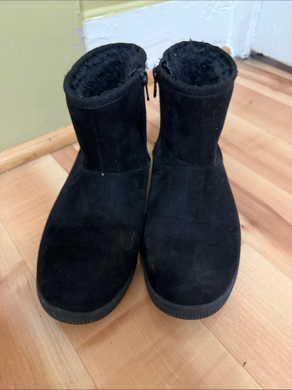 Cat & Jack Black Suede Zip-Up Ankle Boots